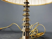 Tafellamp met oosterse bronzen pagode lamp voet - afbeelding 3 van  5