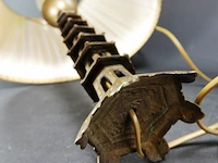 Tafellamp met oosterse bronzen pagode lamp voet - afbeelding 5 van  5