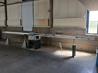 Tafelzaagmachine met aan en afvoerbaan elumatec, ts 161, bouwjaar 1996