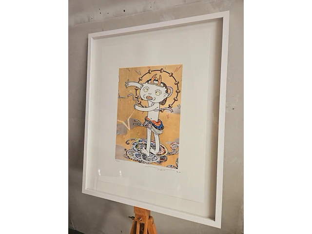 Takashi murakami - lithograaf - ''the wind god'' in nieuwe lijst - afbeelding 1 van  7