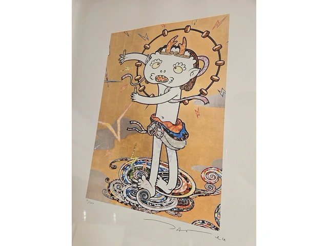 Takashi murakami - lithograaf - ''the wind god'' in nieuwe lijst - afbeelding 2 van  7