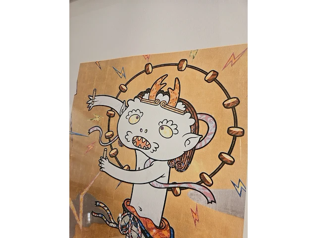 Takashi murakami - lithograaf - ''the wind god'' in nieuwe lijst - afbeelding 3 van  7