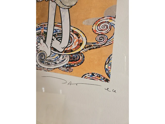 Takashi murakami - lithograaf - ''the wind god'' in nieuwe lijst - afbeelding 4 van  7