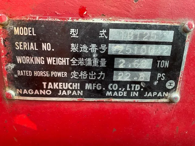 Takeuchi tb 125 minigraafmachine - afbeelding 34 van  34