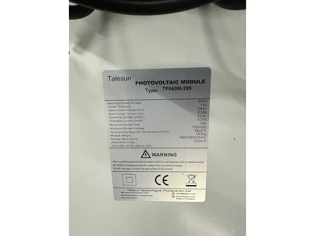 Talesun - tp660m-295 - set van 12 full black (295 wp) zonnepanelen - afbeelding 3 van  3
