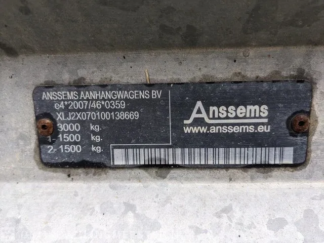 Tandemas aanhangwagen anssems, msx 3000-405 x200, bouwjaar 2012 - afbeelding 11 van  11