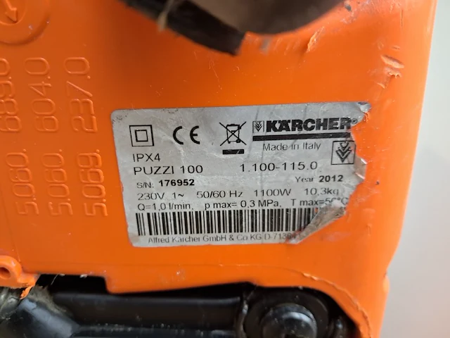 Tapijtreiniger - 230v kärcher, puzzi 100, bouwjaar 2012 - afbeelding 8 van  8