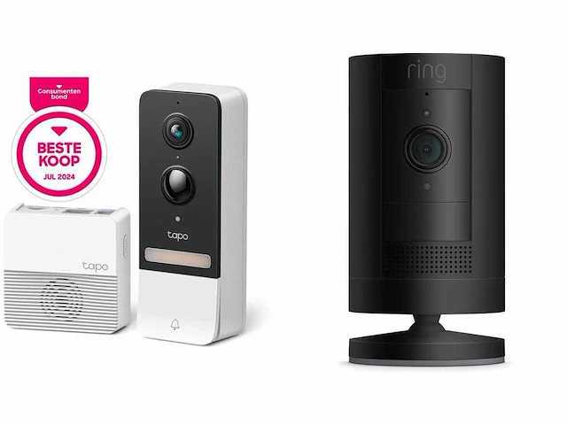 Tapo d230s1 draadloze video deurbel op batterij - 2k 5mp video- inclusief hub - zonder abonnement-slimme deurbel + ring stick up cam batterij - beveiligingscamera - draadloos - zwart - afbeelding 1 van  2