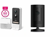 Tapo d230s1 draadloze video deurbel op batterij - 2k 5mp video- inclusief hub - zonder abonnement-slimme deurbel + ring stick up cam batterij - beveiligingscamera - draadloos - zwart - afbeelding 1 van  2