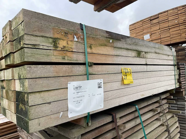 Tauari hardhouten planken fijnbezaagd 45x145mm, lengte 155cm (60x) - afbeelding 2 van  3