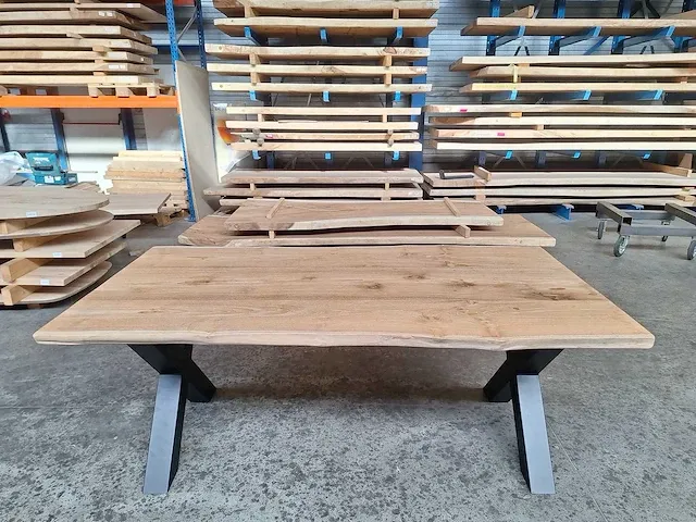 Teak boomstam eettafel 200 cm. - afbeelding 2 van  5