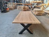 Teak boomstam eettafel 240 cm. - afbeelding 4 van  5