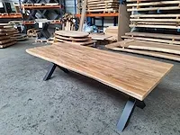 Teak boomstam eettafel 260 cm. - afbeelding 2 van  5
