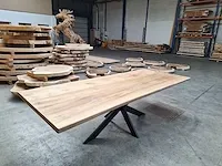 Teak boomstam eettafel 260 cm. - afbeelding 2 van  6