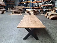 Teak boomstam eettafel 280 cm. - afbeelding 3 van  5