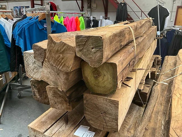 Teak houten - balken (9x) - afbeelding 1 van  4