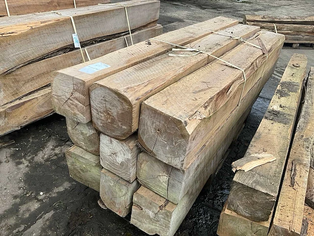 Teak houten - balken (9x) - afbeelding 1 van  5