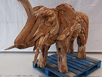 Teak houten olifant, bruin, 2020