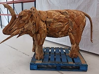 Teak houten olifant, bruin, 2020 - afbeelding 6 van  12