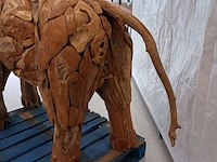 Teak houten olifant, bruin, 2020 - afbeelding 8 van  12