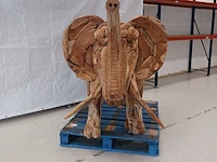 Teak houten olifant, bruin, 2020 - afbeelding 9 van  12