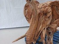 Teak houten olifant, bruin, 2020 - afbeelding 11 van  12