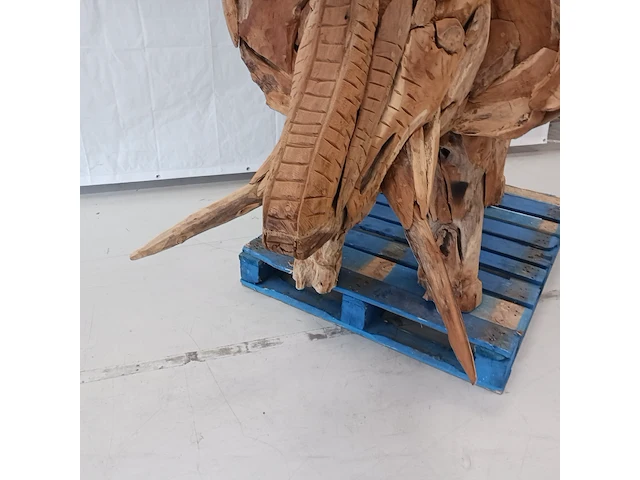 Teak houten olifant, bruin, 2020 - afbeelding 12 van  12