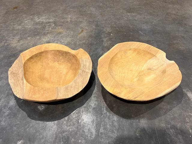 Teak houten schaal 40 cm. - afbeelding 2 van  2