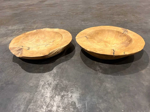 Teak houten schaal 40 cm. - afbeelding 1 van  2
