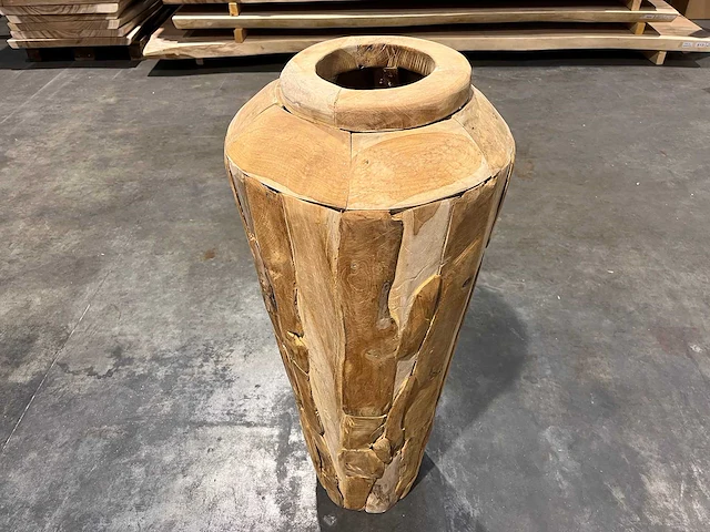 Teak houten vaas 100 cm. - afbeelding 2 van  2