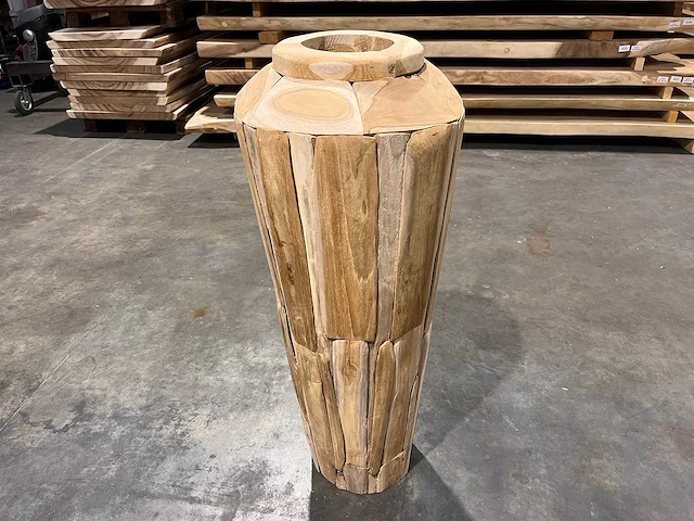 Teak houten vaas 100 cm. - afbeelding 1 van  2