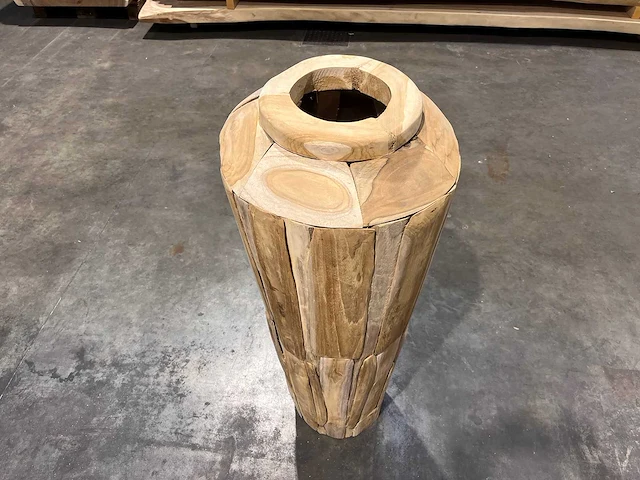 Teak houten vaas 100 cm. - afbeelding 2 van  2