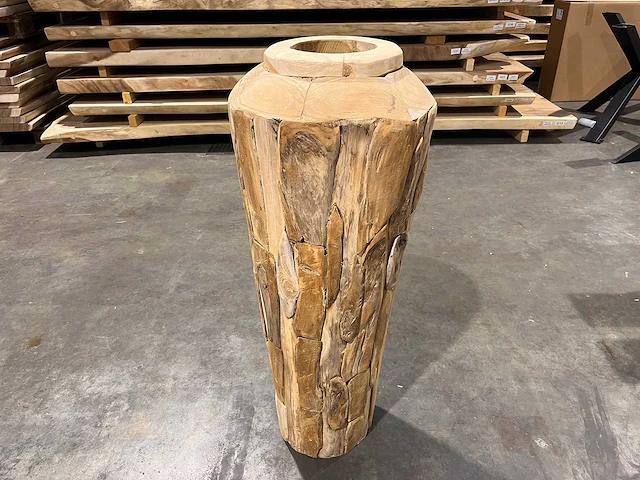Teak houten vaas 100 cm. - afbeelding 1 van  2