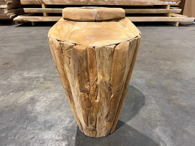 Teak houten vaas 50 cm. - afbeelding 1 van  2