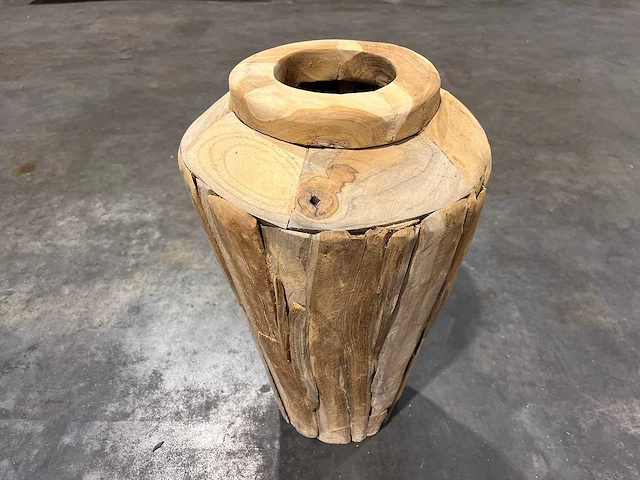 Teak houten vaas 50 cm. - afbeelding 1 van  1