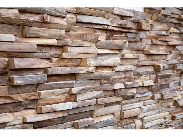 Teak houten wandpaneel raw (8x) - afbeelding 1 van  2