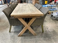 Teak tuintafel met 6 stoelen - afbeelding 1 van  8