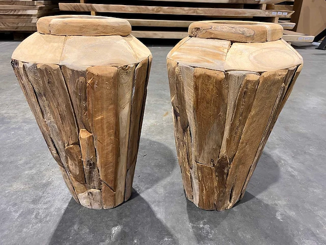 Teak vaas 50 cm (2x) - afbeelding 1 van  2