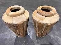 Teak vaas 50 cm (2x) - afbeelding 2 van  2
