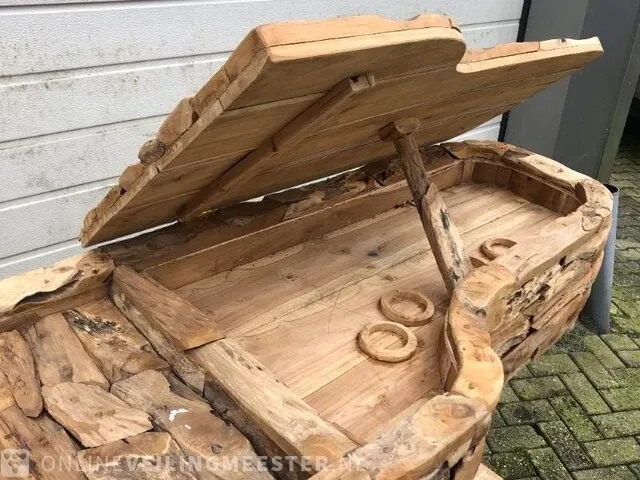 Teakhouten piano uniek item - afbeelding 6 van  9