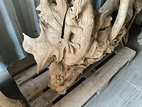 Teakhouten tuinbeeld draak - afbeelding 2 van  4