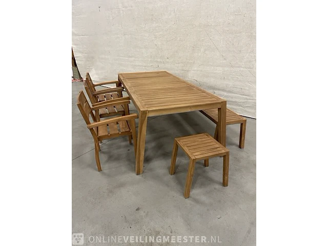 Teakhouten tuinset 220 cm - afbeelding 2 van  4