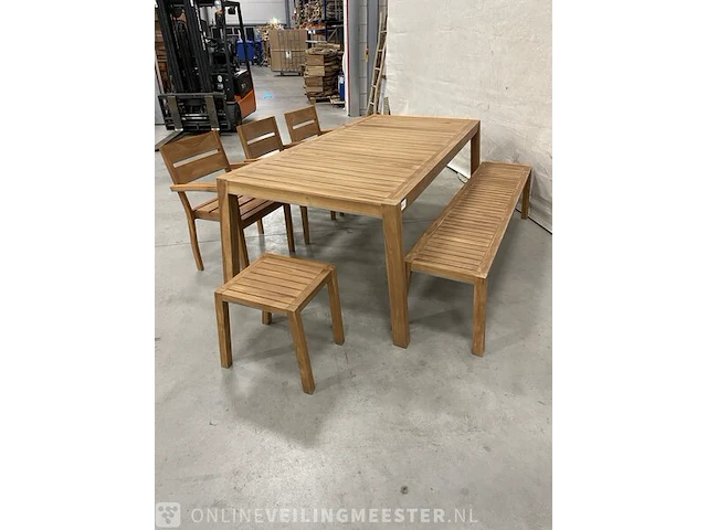 Teakhouten tuinset 220 cm - afbeelding 3 van  4