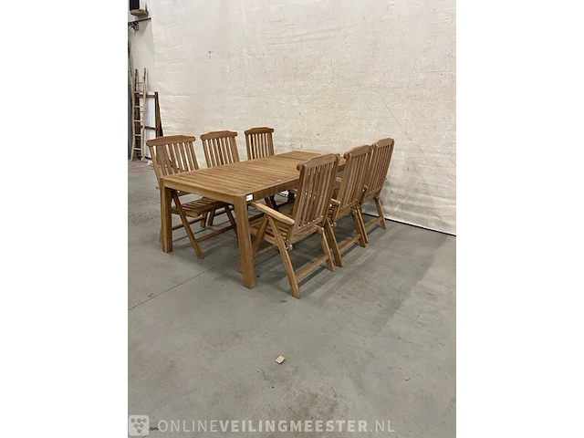 Teakhouten tuinset 220 cm - afbeelding 4 van  6