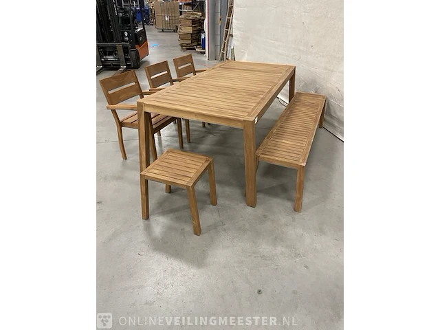 Teakhouten tuinset 220 cm - afbeelding 4 van  5