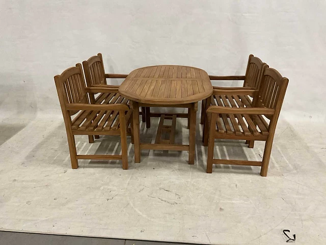 Teakhouten tuinset met 4 stoelen - afbeelding 1 van  5
