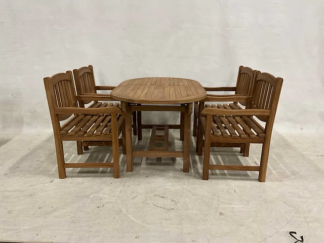 Teakhouten tuinset met 4 stoelen - afbeelding 2 van  5