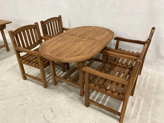 Teakhouten tuinset met 4 stoelen - afbeelding 3 van  5
