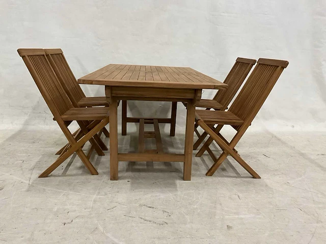 Teakhouten tuinset met 4 stoelen - afbeelding 1 van  5