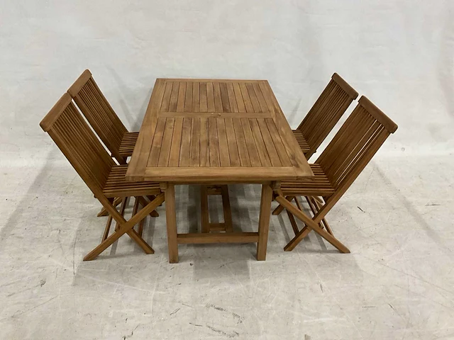 Teakhouten tuinset met 4 stoelen - afbeelding 2 van  5